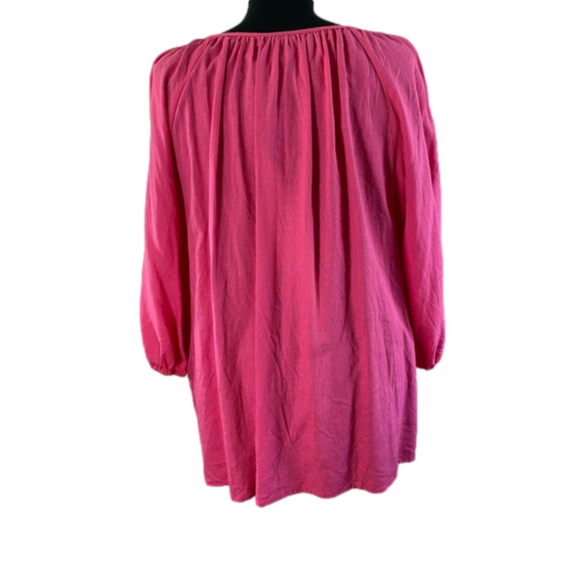 Ashley Stewart Pink Blended Linen 3/4 length sleeves Button Down Top SKU0056&57 - Picture 5 of 9